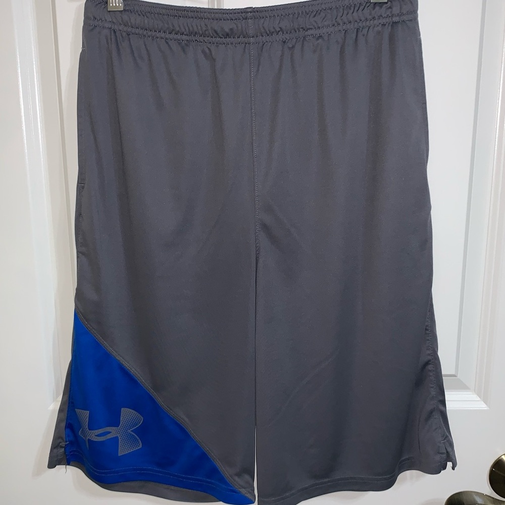 Under armor athletic blue and gray shorts